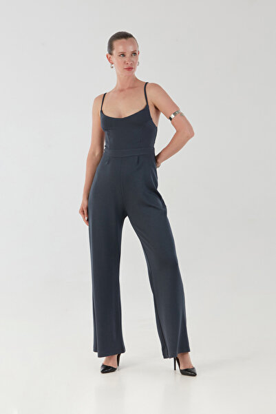 Fulla Moda Modal Jumpsuit with Straps and Zipper