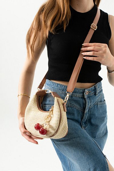 Night Geantă de mână și de umăr pentru femei Miela Model Wicker Salmon Charm Gift