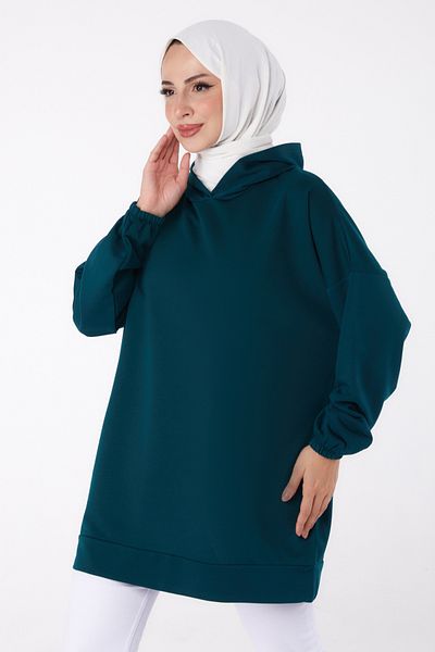 TOFİSA Back Printed Sweatshirt Emerald - 13327