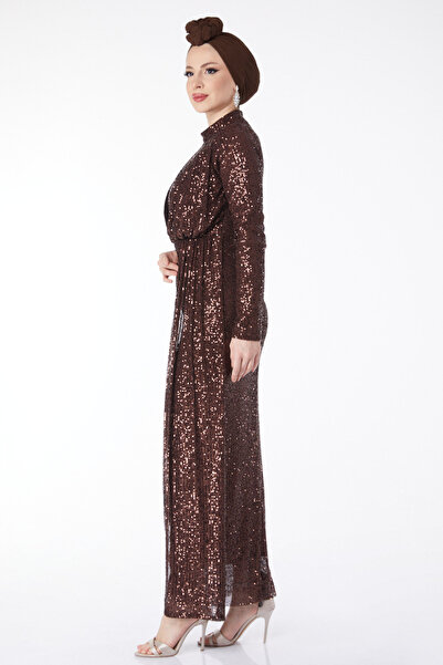 TOFİSA Suknia wieczorowa z cekinami brązowa - 24598