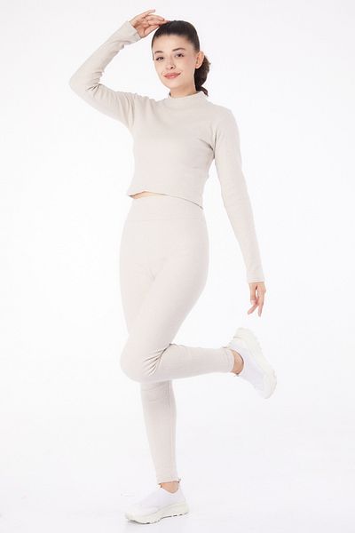 TOFİSA Crop Suit Beige - 26213