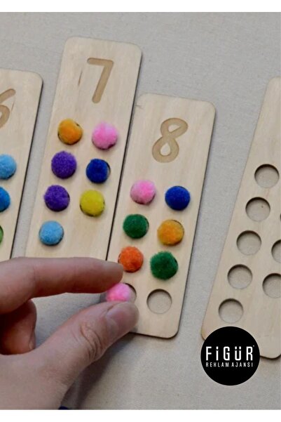 Figür Reklam Ajansı Ahşap Sayı Sayma Tahtası / Montessori Okul Öncesi Yürümey...