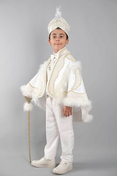 Osmanlı Sünnet Kıyafetleri Pearl Stone Cream Cape Circumcision Set