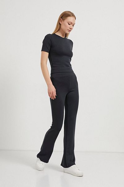 Arma Life Γυναικεία Modal Premium Skinny Μπλούζα Φαρδύ Κολάν Μαύρο Κοστούμι με κάτω μέρος