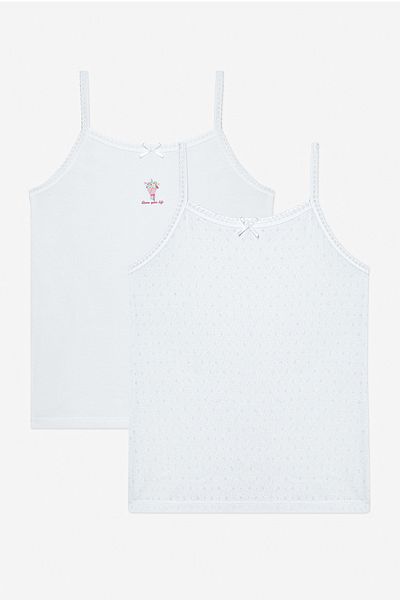 Penti Girl's Sweetheart 2-Piece Optical White Tank Top