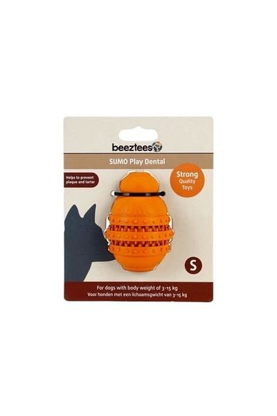 STOREMAX Beeztees Sumo Dental Rubber Dog Chew Toy with Bowl Small Orange 8 cm