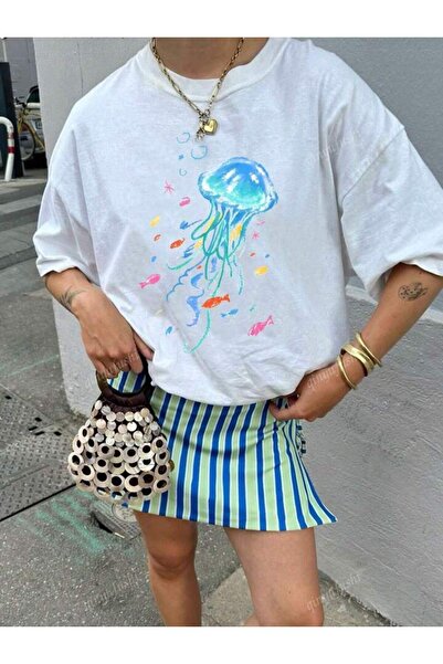 Jose Clothing Tricou imprimat cu mânecă scurtă cu croială supradimensionată