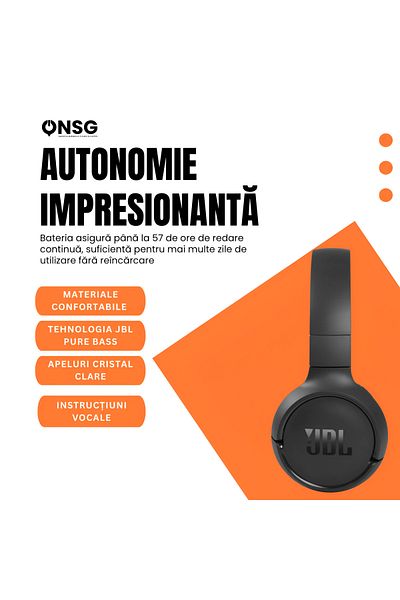JBL Over-ear Headphones Tune 520bt Wireless, Pure Bass, Bluetooth 5.3, Vocal Assistant, Black
