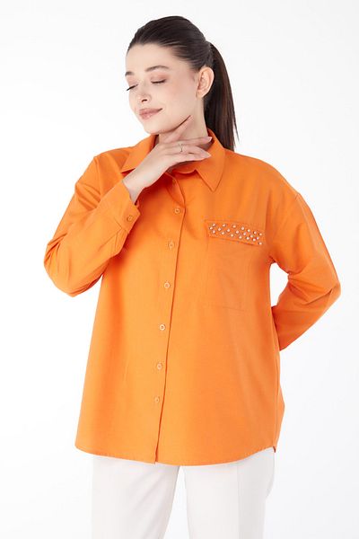 TOFİSA Stone Detailed Shirt Orange - 13194