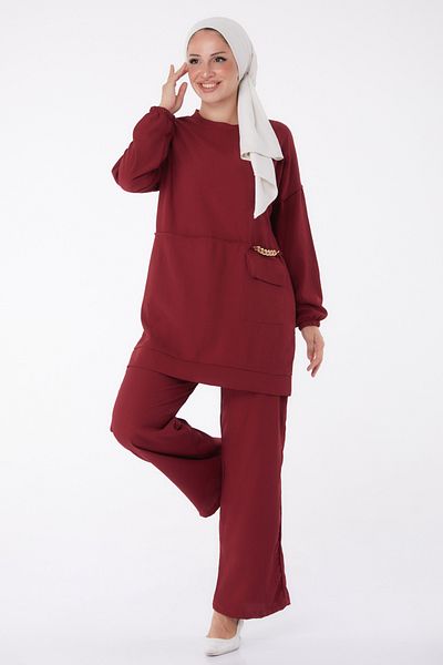 TOFİSA Tunic Trousers Claret Red - 10542