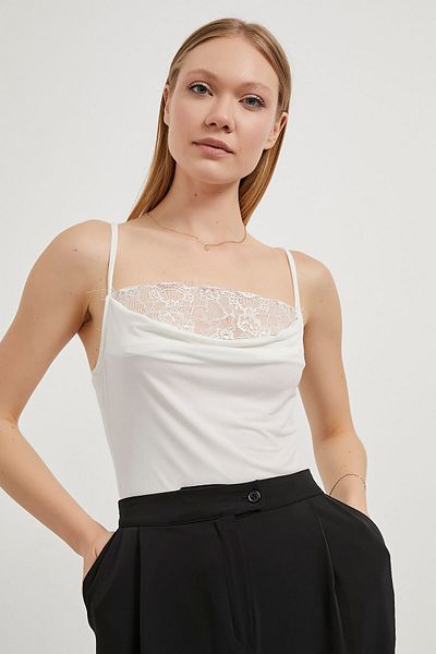 Arma Life Women's Degaje Collar Lace Strap Ecru Bodysuit