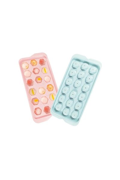 DELPI Set 2 forms for ice cubes, diamond shape, pink/light blue