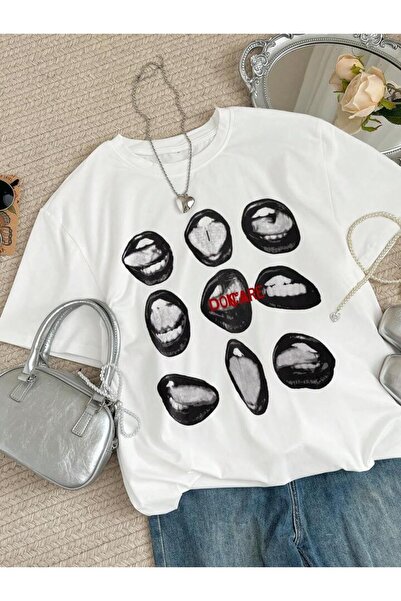 Bengi Clothing تي شيرت مطبوع بأكمام قصيرة وقصة كبيرة الحجم