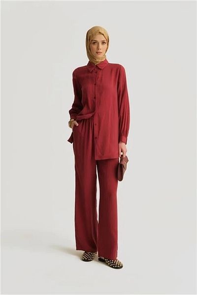 Armine Modal Straight Trousers 25Yd4224-2 Claret Red