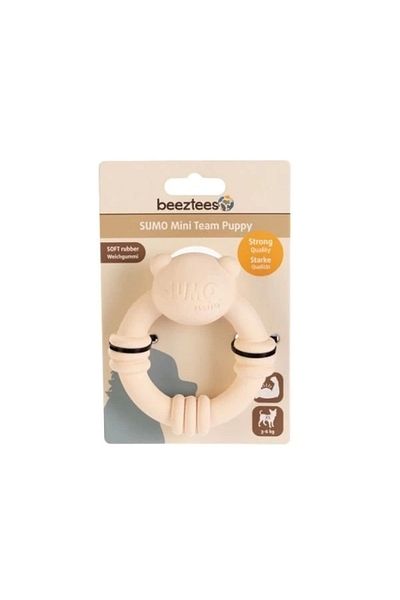 STOREMAX Beeztees Sumo Mini Dental Ring-Shaped Rubber Dog Toy Xsmall Cream 10 cm