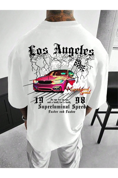 Jose Clothing تي شيرت مطبوع بأكمام قصيرة وقصة كبيرة الحجم