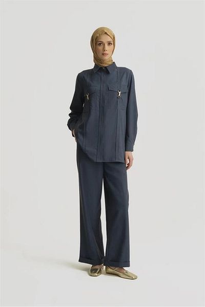 Armine Folded Leg Palazzo Trousers 25Yd4241-2 Indigo