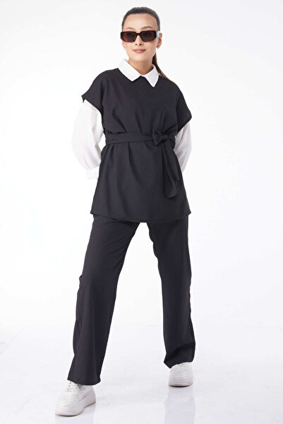 TOFİSA Costum dublu cu mâneci scurte negru - 13133