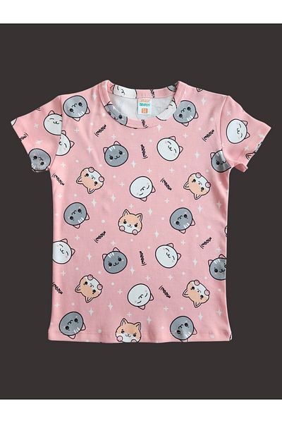 çamaşır bahçesi kendinize iyi bakın Short Sleeve Patterned Children's Pajama Set # Printedchildren's Pajamasuit # Catpatternlipjamas # Laundry Yard