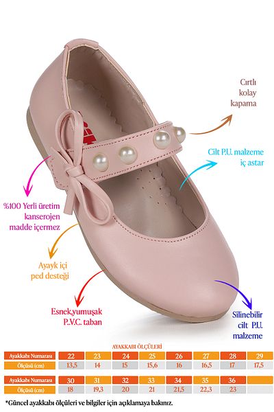 Kiko Kids Bareti Skin Pearl Daily Velcro Παπούτσια μπαλαρίνας για κορίτσια