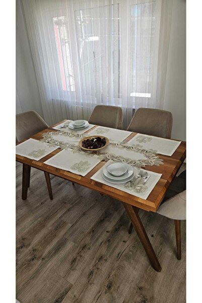 ZESA HOME French Lace American Set with Linen Texture -12 People, 13 Pieces