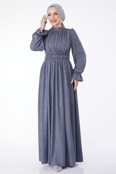 TOFİSA Rochie de seara cu centura argintie gri - 25058