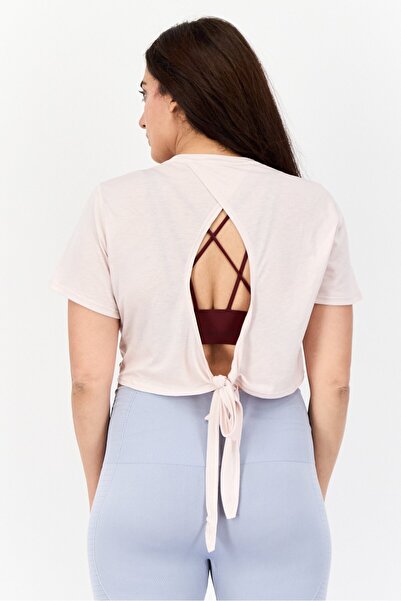 adidas Women Sportswear Fit Short Sleeve Yoga Tops, Ash Pink