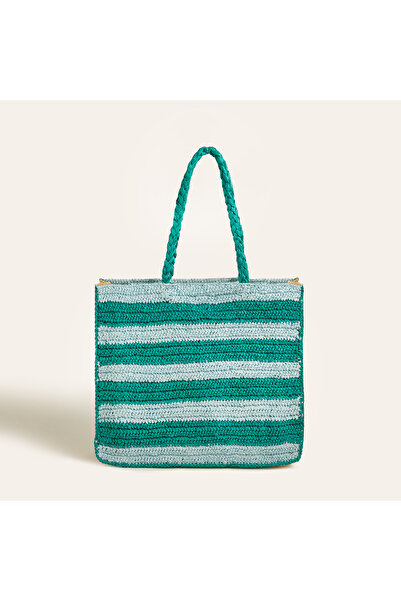 Zsa Zsa Zsu حقيبة كتف ديلهي رافيا 43x35 سم أخضر - أزرق