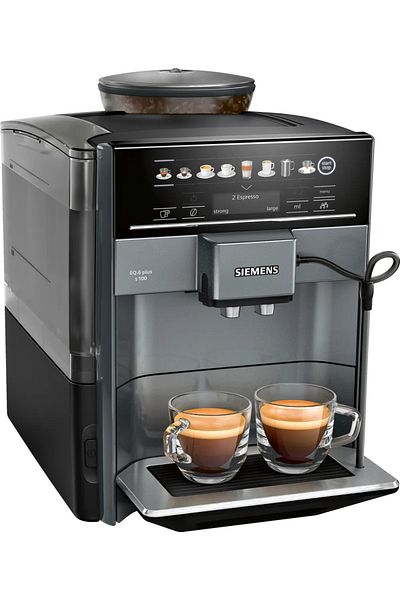 Siemens Te651209Rw Fully Automatic Coffee Machine Eq6 Plus S100 Diamond Titanium Metallic, Removable Water Tank