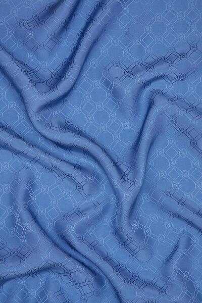 Vakko Special Series Monogram Jacquard Scarf 40843-Dark Blue