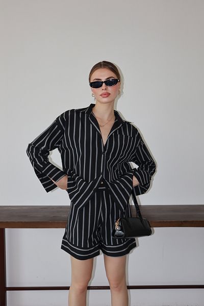 LOISY Women's Striped Two-Piece Suit with Shorts