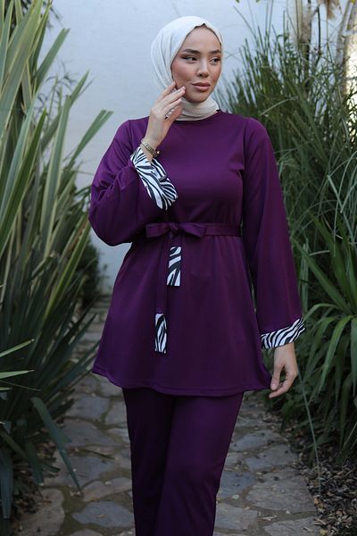 TOFİSA Garnili Double Set Purple - 13209