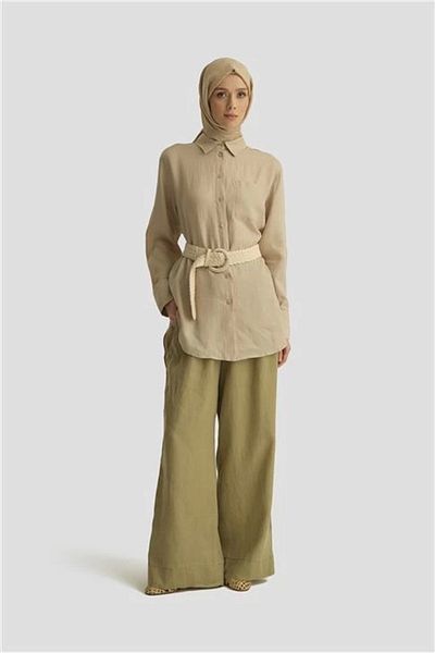 Armine Linen Palazzo Trousers 25Yd4231-2 Khaki