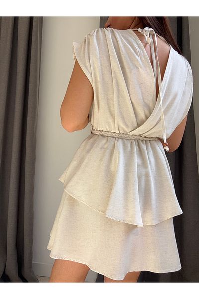 ROSSA Double Breasted Linen Belted Dress