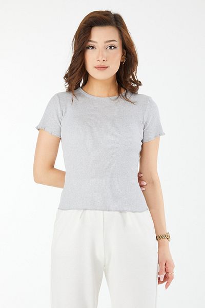 TOFİSA Short Sleeve Blouse Gray - 24437