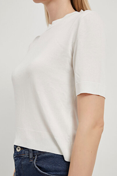 Arma Life Γυναικεία Πλεκτά Κοντό Καλοκαιρινό Λευκό Μπλούζα