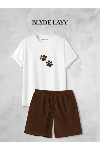 BLYDE LAYY Unisex Paw Design Printed Shorts-T-Shirt Set