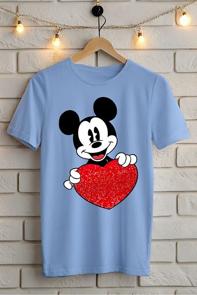 New Shine 1 tricou este un cadou pentru achiziții de 6 și mai sus în coș - Tricou oversize cu imprimeu Mickey Red Heart