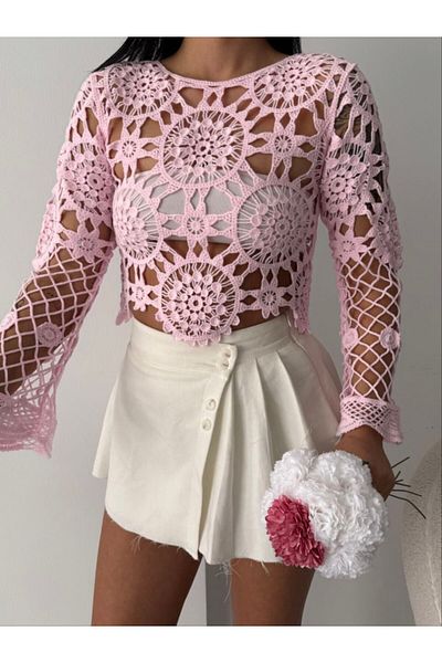 Cistern İstanbul Women's Lace Braided Knitwear Blouse