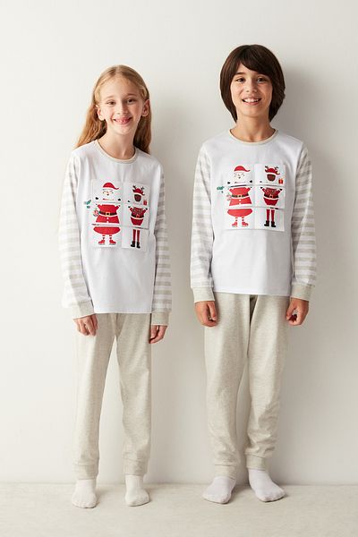 Penti Set de pijamale alb jucăuș pentru copii unisex