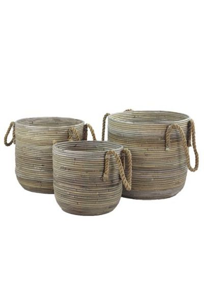 YVONNE Basket Grey25x25x19cmID000190386 Made of 3 pcs set
