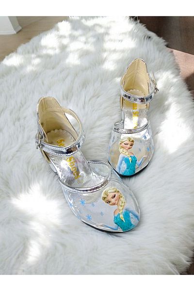 PATİK BEBE Pantofi de prințesă cu toc albastru transparent pentru fete