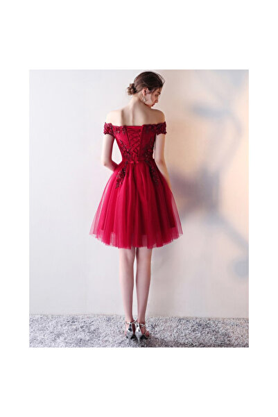 OEM Luxury burgundy short dress