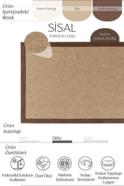Cool Halı Toronto M310 Hav Toz Vermez Kolay Temizlenen Hasır Dokulu Iri Düğüm Ithal Sisal Halı
