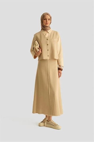 Armine Straw Textured Vest Suit 25Y6028 Moonstone