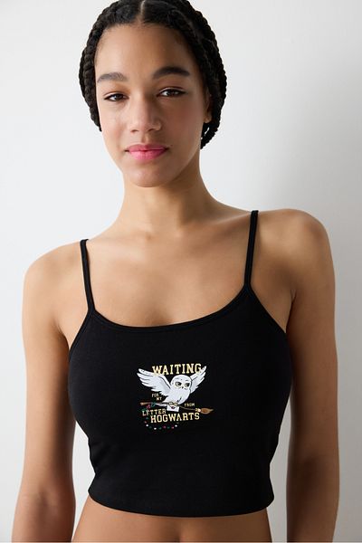 Penti Harry Potter Removable Padded Black Crop Tank Top