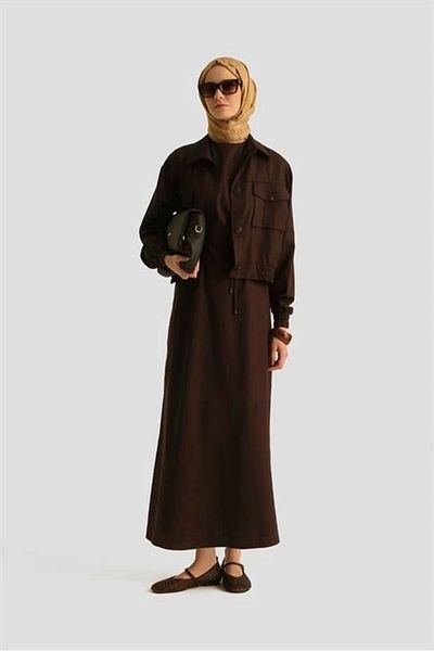 Armine Suit with Bomber Jacket and Dress Inside 25Y6001 Bitter Brown