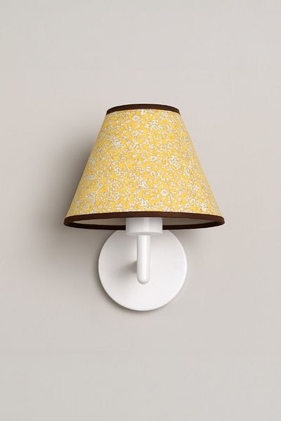 oceanpoint Floral Pattern Fabric Sconce, Bohemian Style Wall Lamp, White Body, Bedroom, Hallway, Living Room, 20 cm