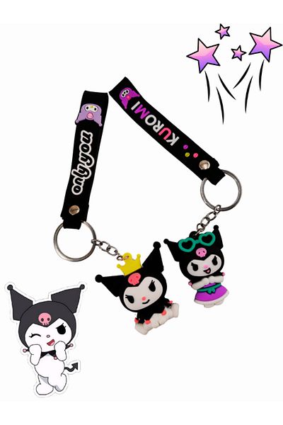 Shuttle Park مجموعة من 2 سلسلة مفاتيح من السيليكون ثلاثية الأبعاد من Kawaii Sanrio Kuromi ملحقات هدايا