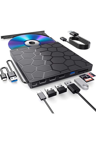 Staryon Portable External DVD Drive, Slim, ®, Usb 3.0, Cd/dvd /-, Rw, Multifunctional, Black